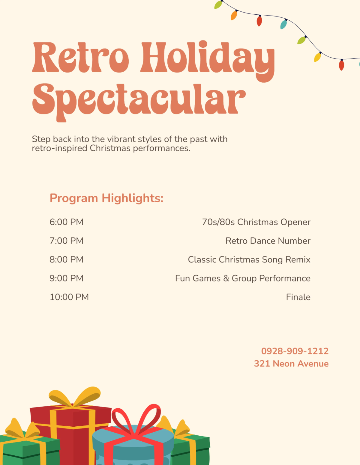 Free Retro Christmas Program Template to Edit Online