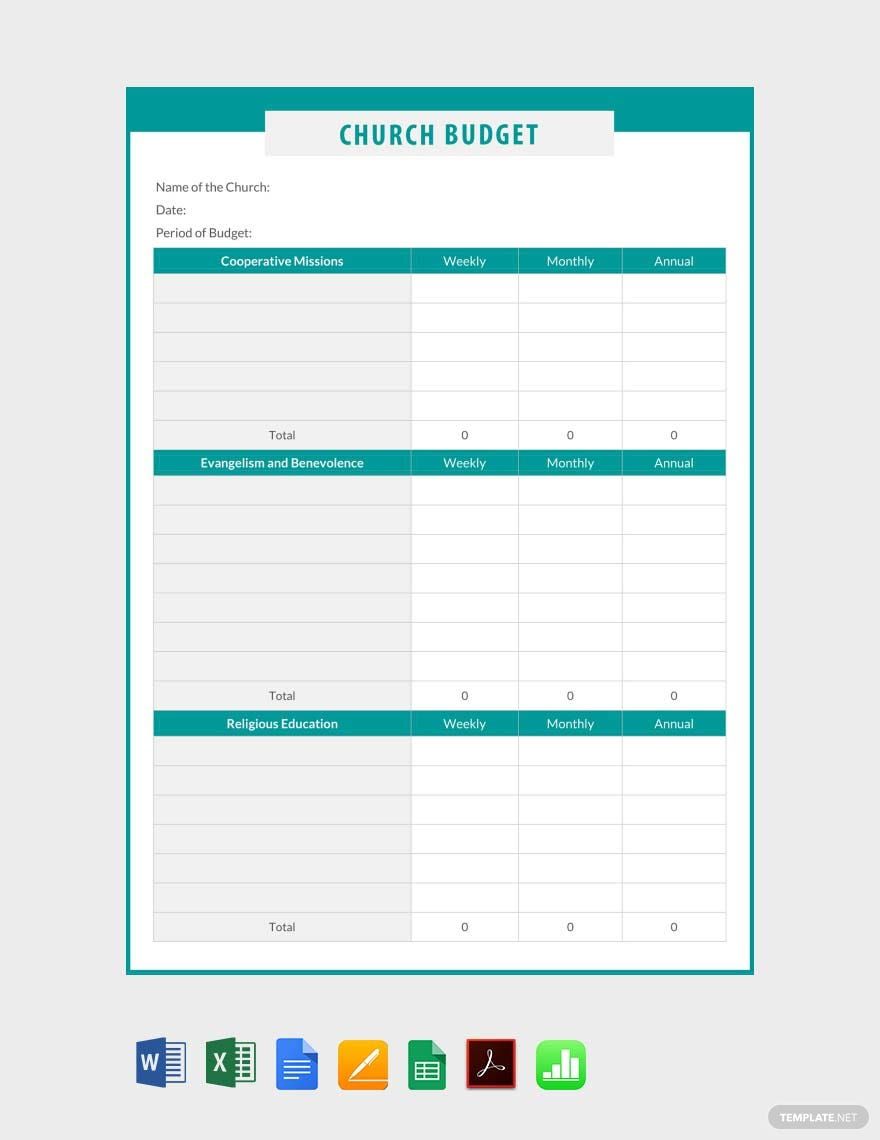 Church Budget Template Google Docs, Google Sheets, Excel, Word, Apple