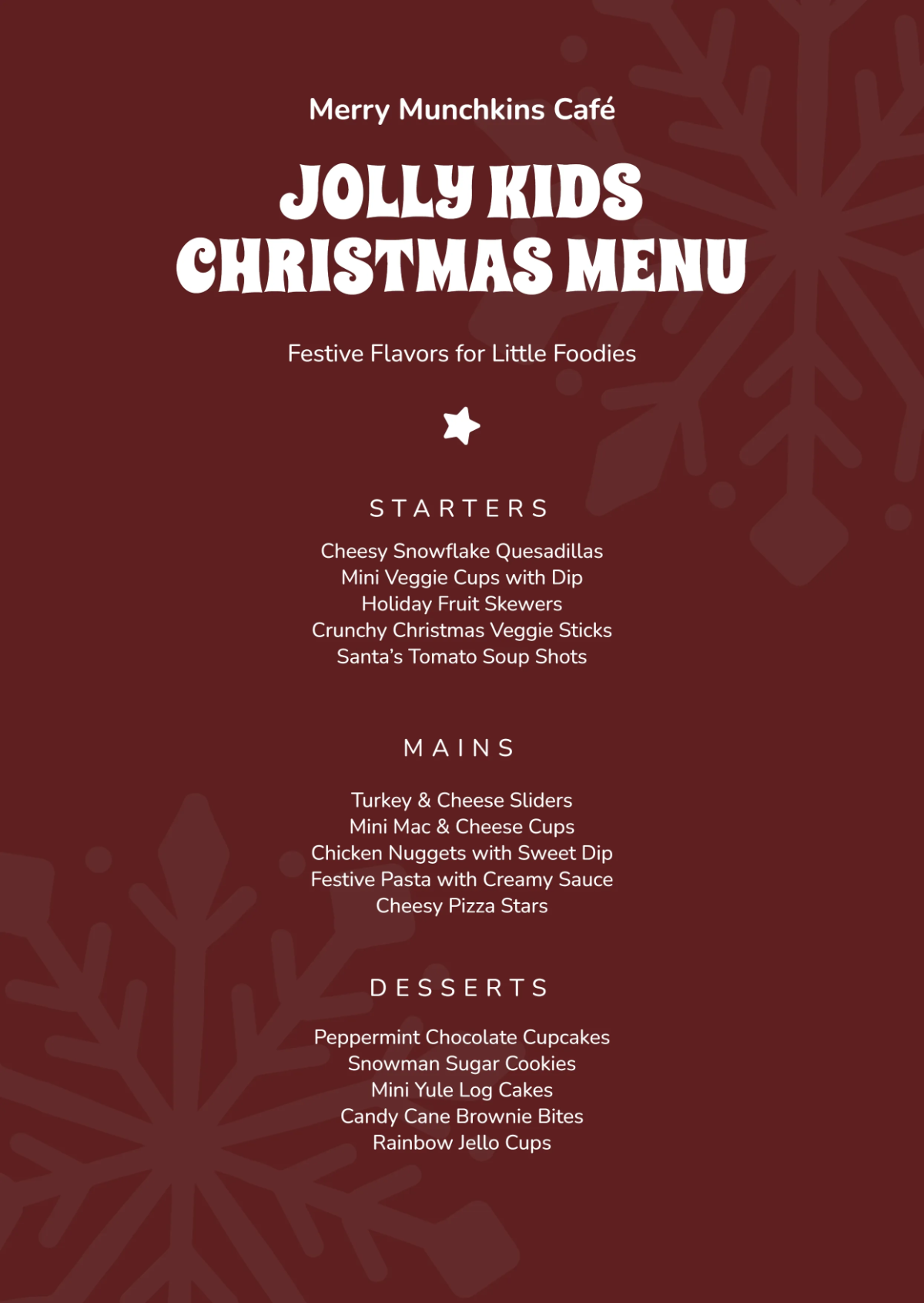 Free Children's Christmas Menu Template to Edit Online