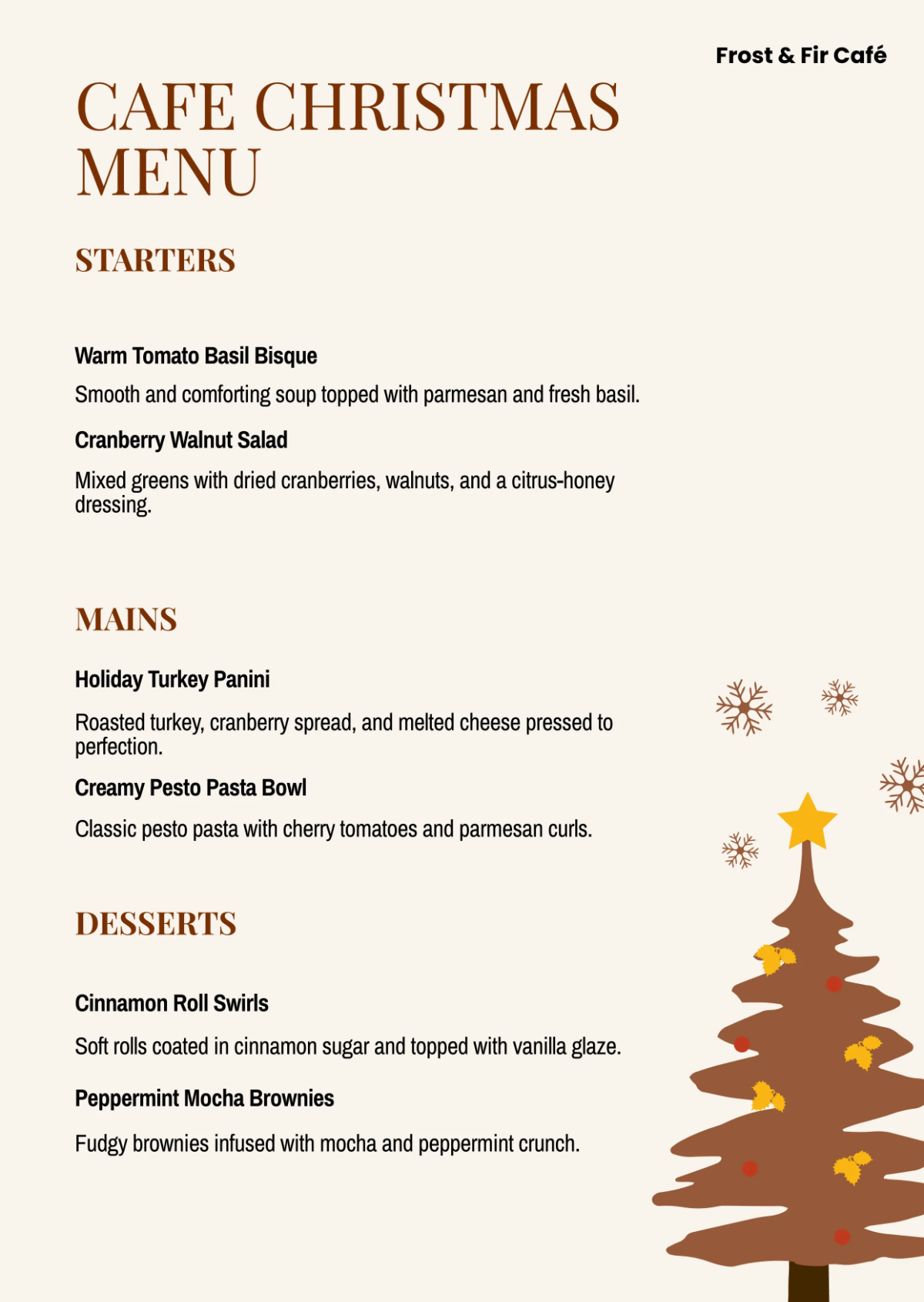 Free Cafe Christmas Menu Template to Edit Online