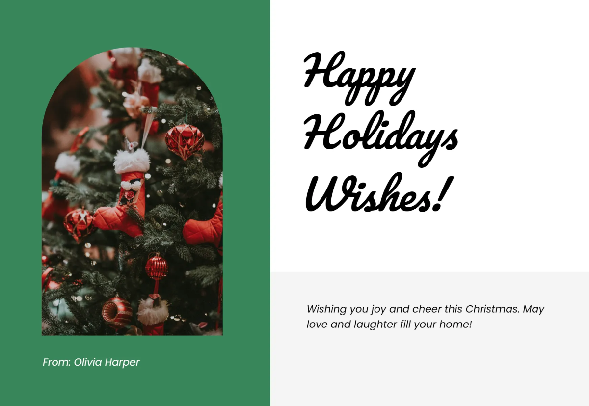Free Christmas Card Wishes Template to Edit Online