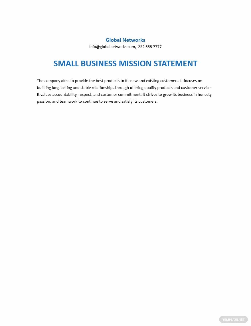 Free Sample Small Business Mission Statement Template