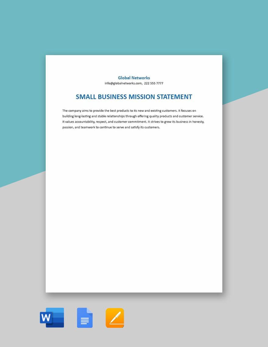 Sample Small Business Mission Statement Template