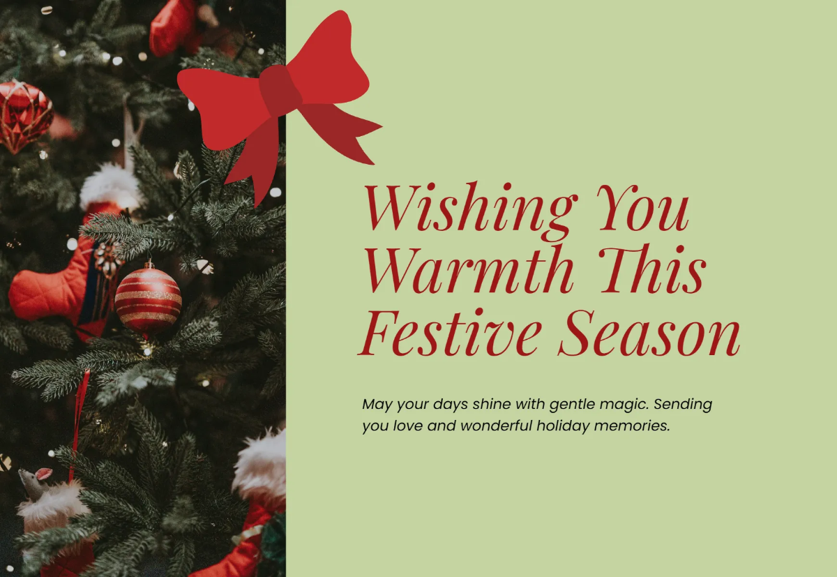 Free Red and Sage Stripe Christmas Card Template to Edit Online