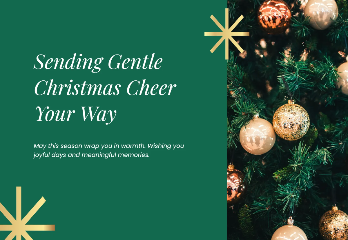 Free Green and Gold Leaf Christmas Card Template to Edit Online