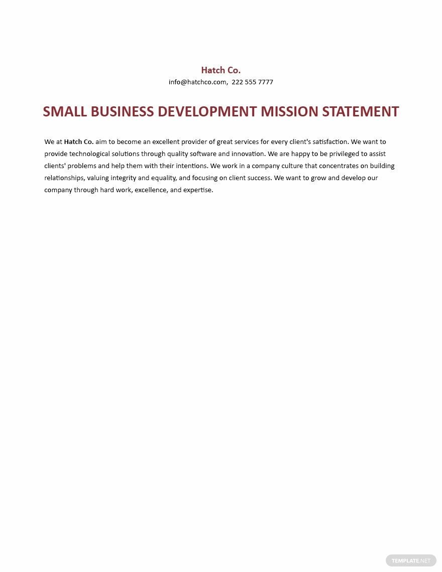 Free Small Business Development Mission Statement Template