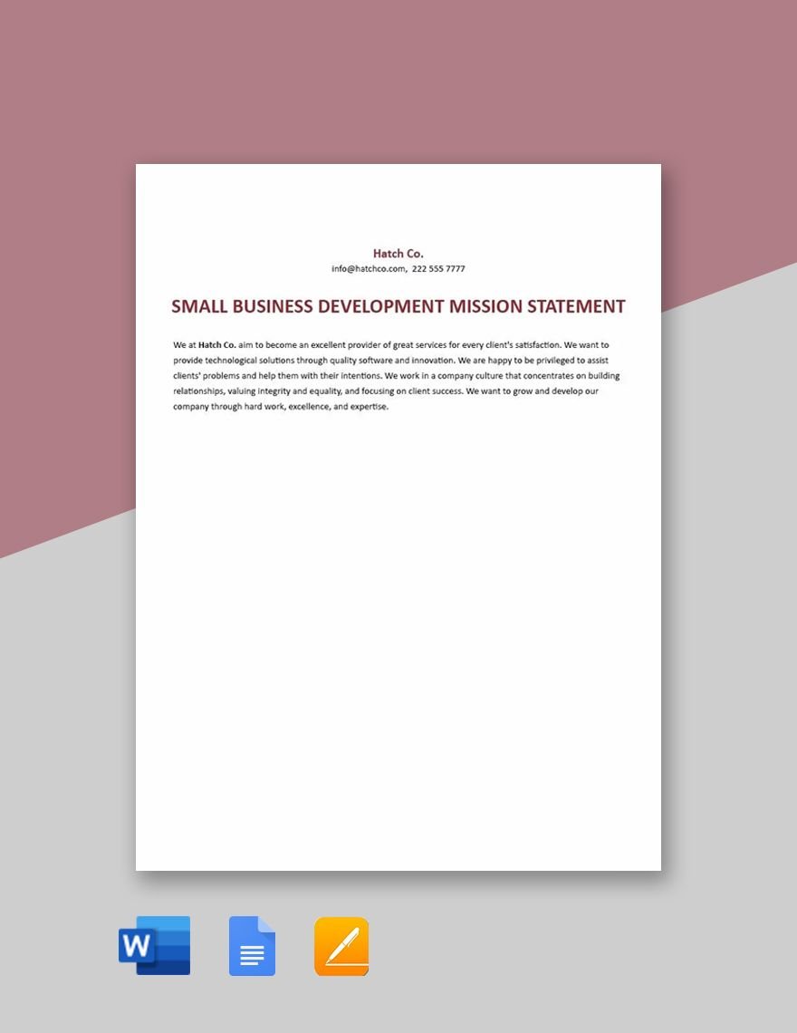 Small Business Development Mission Statement Template