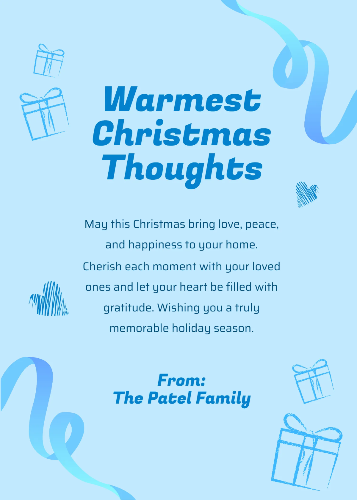 Free Heartfelt Christmas Wishes Template to Edit Online
