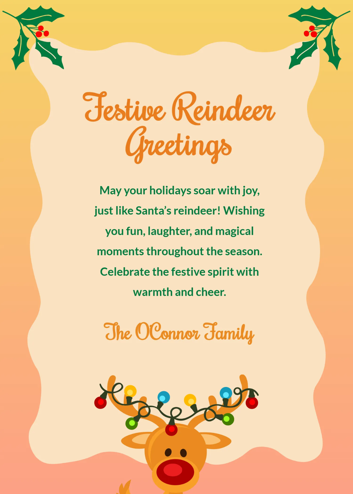 Free Reindeer Christmas Wishes Template to Edit Online