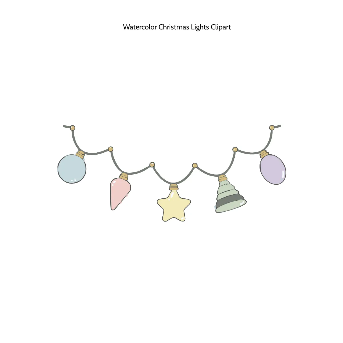 Free Watercolor Christmas Lights Clipart Template to Edit Online