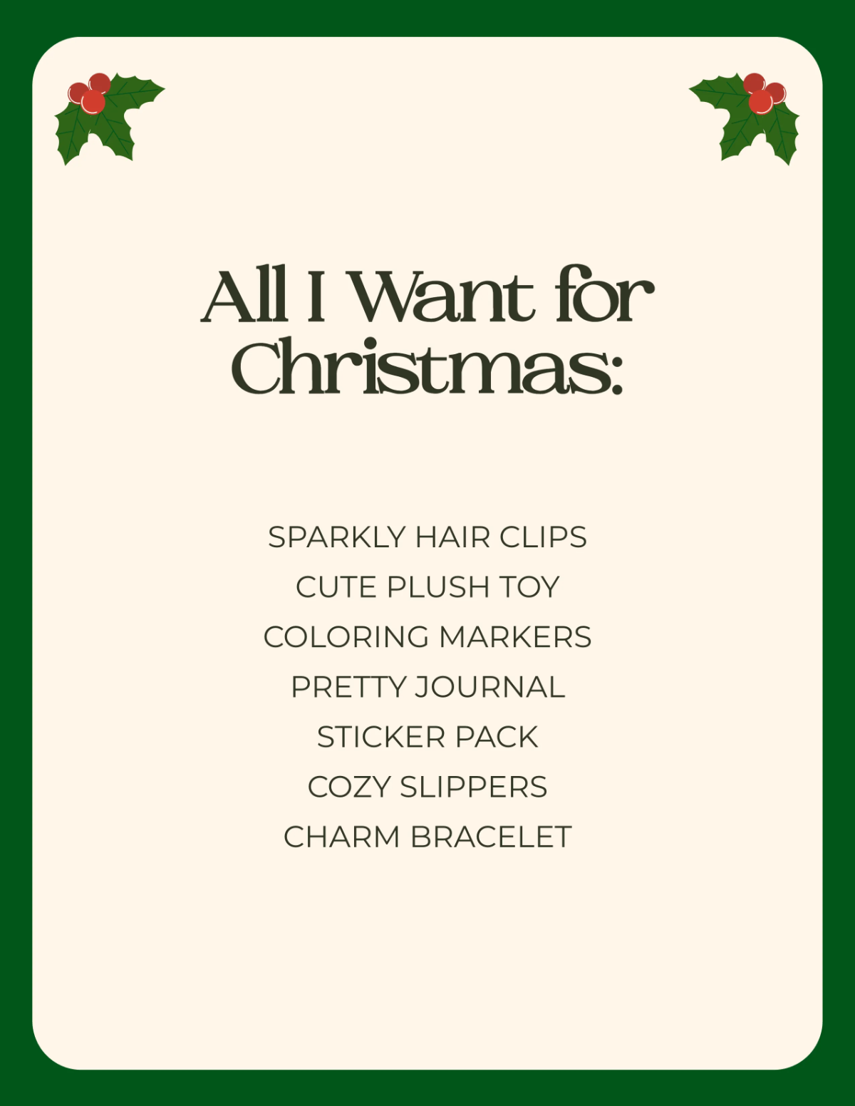 Free Girl Christmas List Template to Edit Online Free Girl Christmas List Template to Edit Online