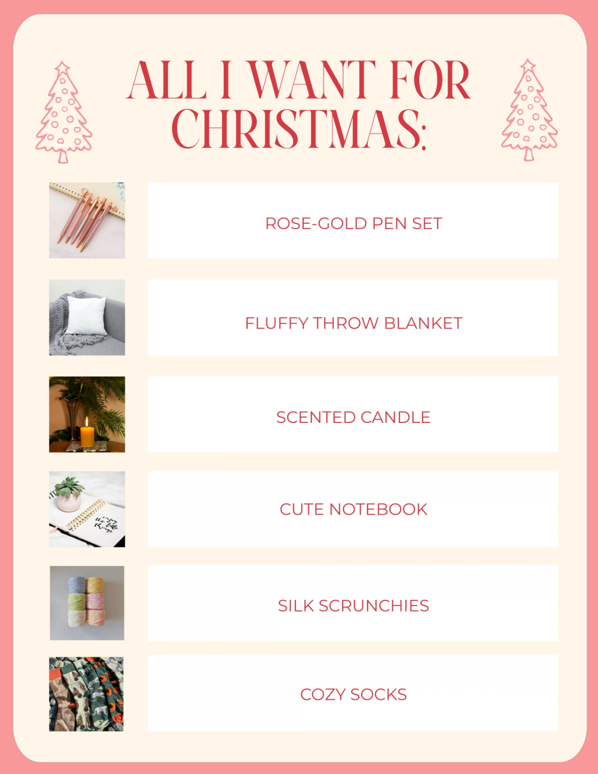 Free Pretty Christmas List Template to Edit Online