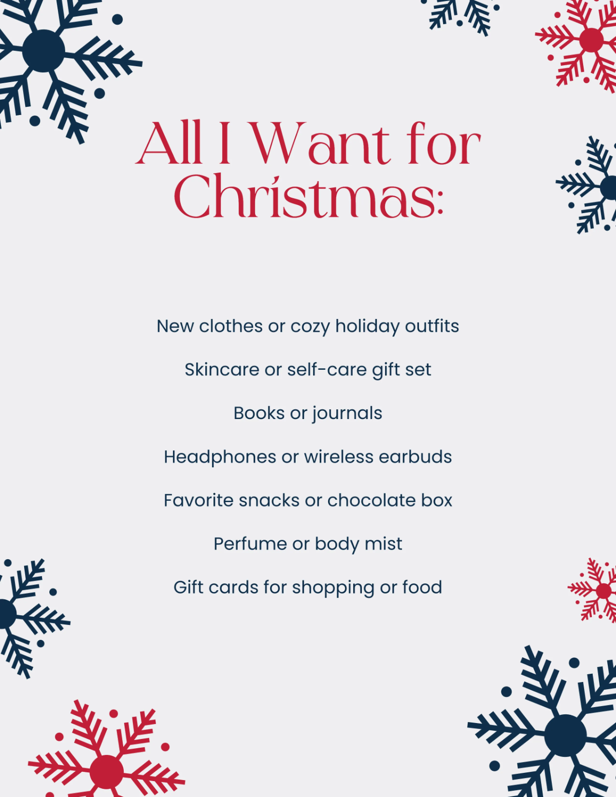 Free Friend Christmas List Template to Edit Online