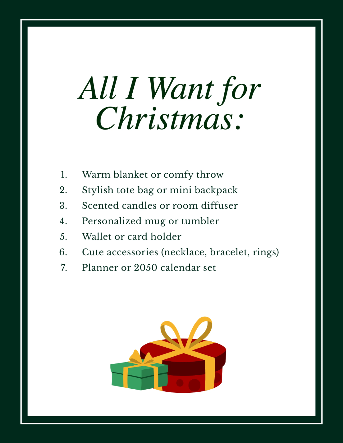 Free Christmas Item List Template to Edit Online