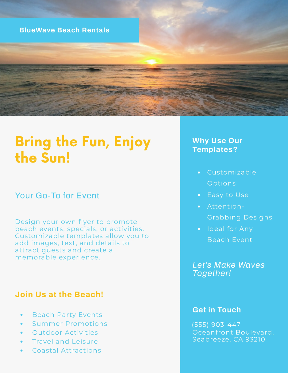 Free Editable Beach Flyer Template to Edit Online