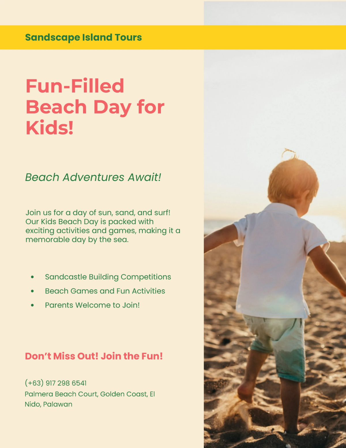 Free Kids Beach Day Flyer Template to Edit Online