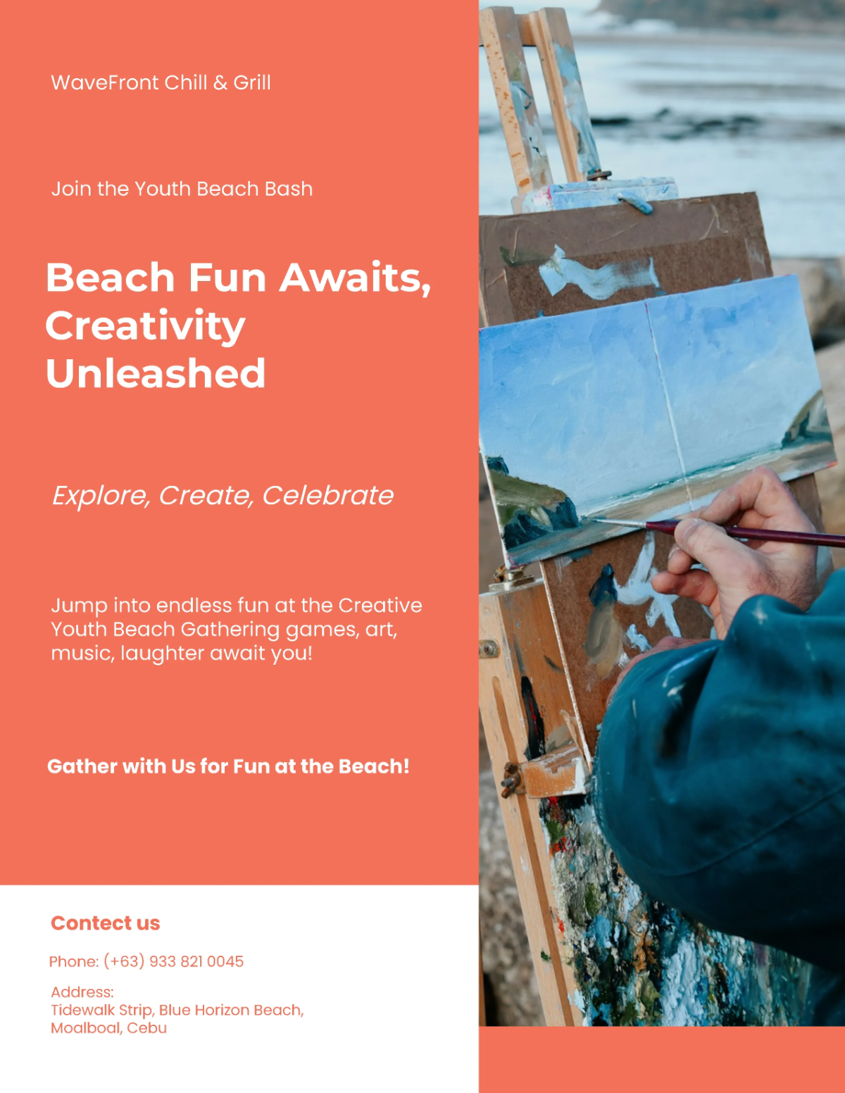 Free Creative Youth Beach Gathering Flyer Template to Edit Online