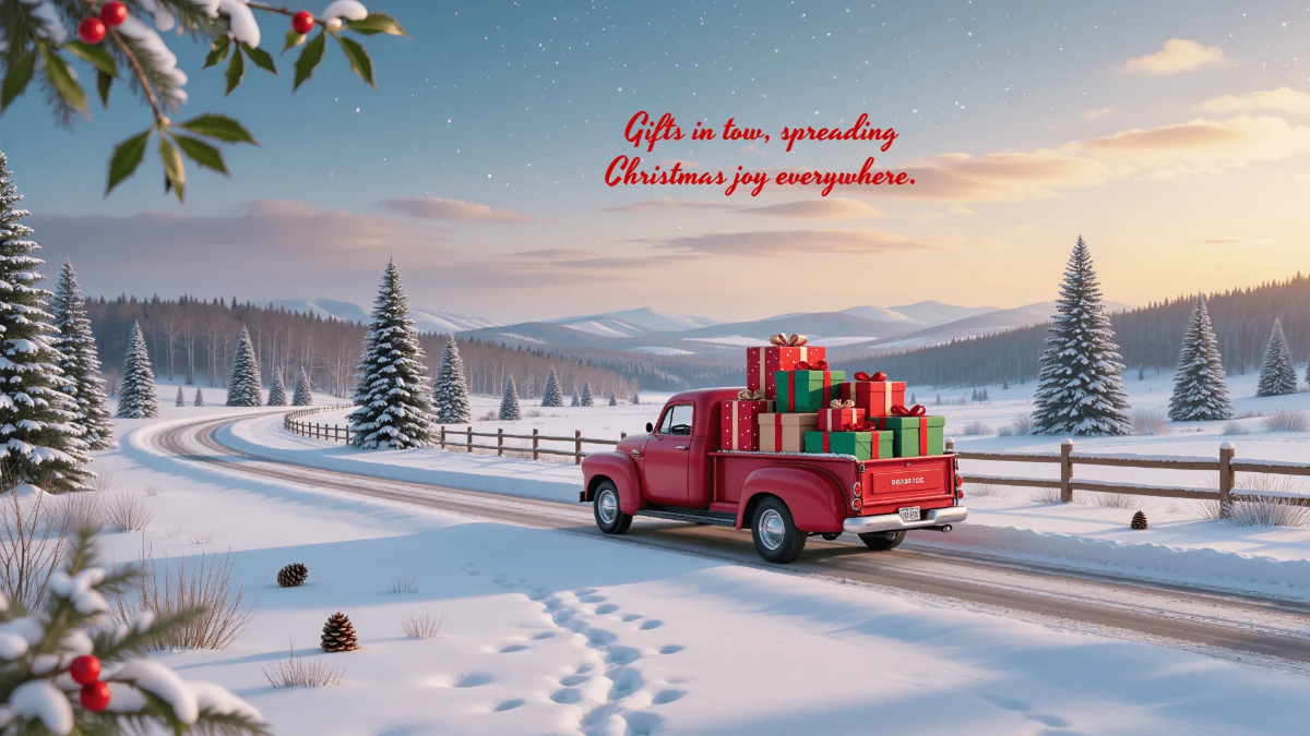 Free Red Truck Christmas Background Template to Edit Online