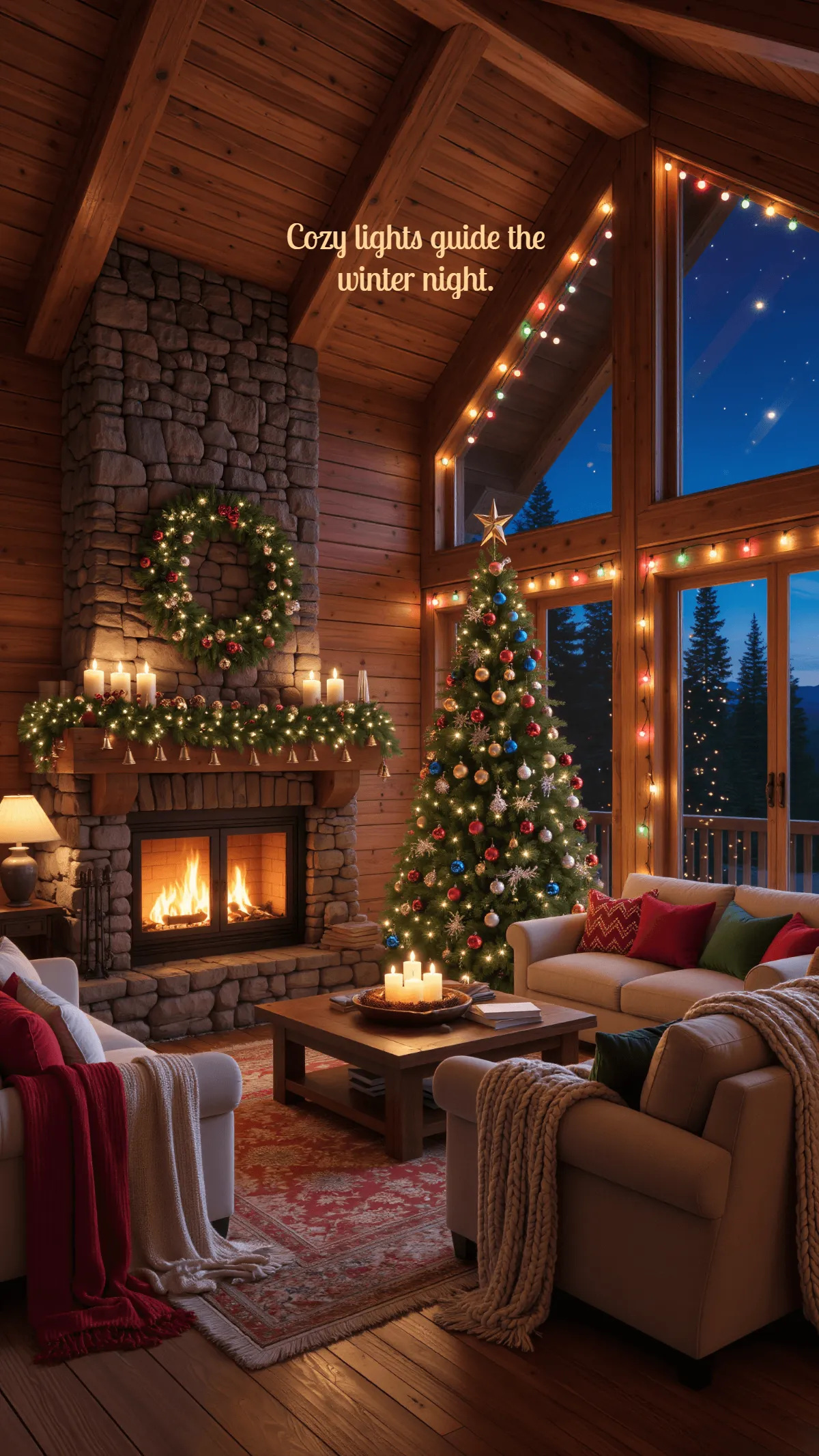 Free Cozy Christmas Cabin Wallpaper Template to Edit Online