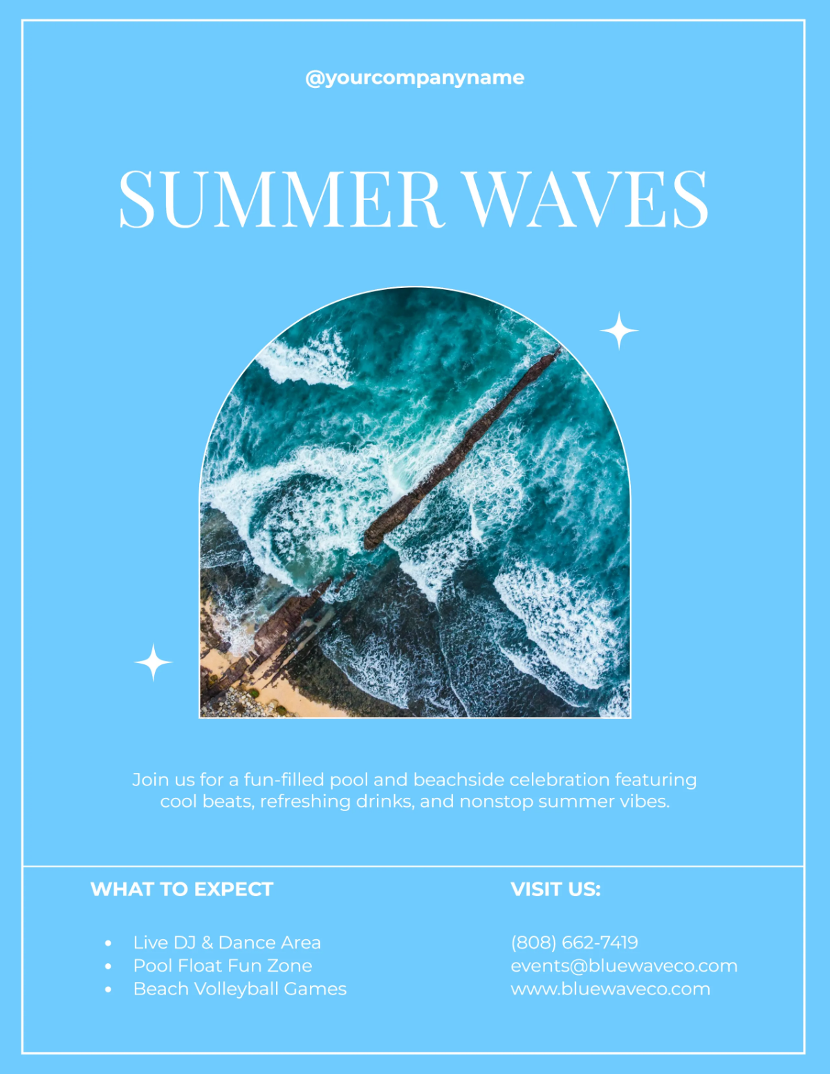 Free Pool Party Beach Flyer Template to Edit Online