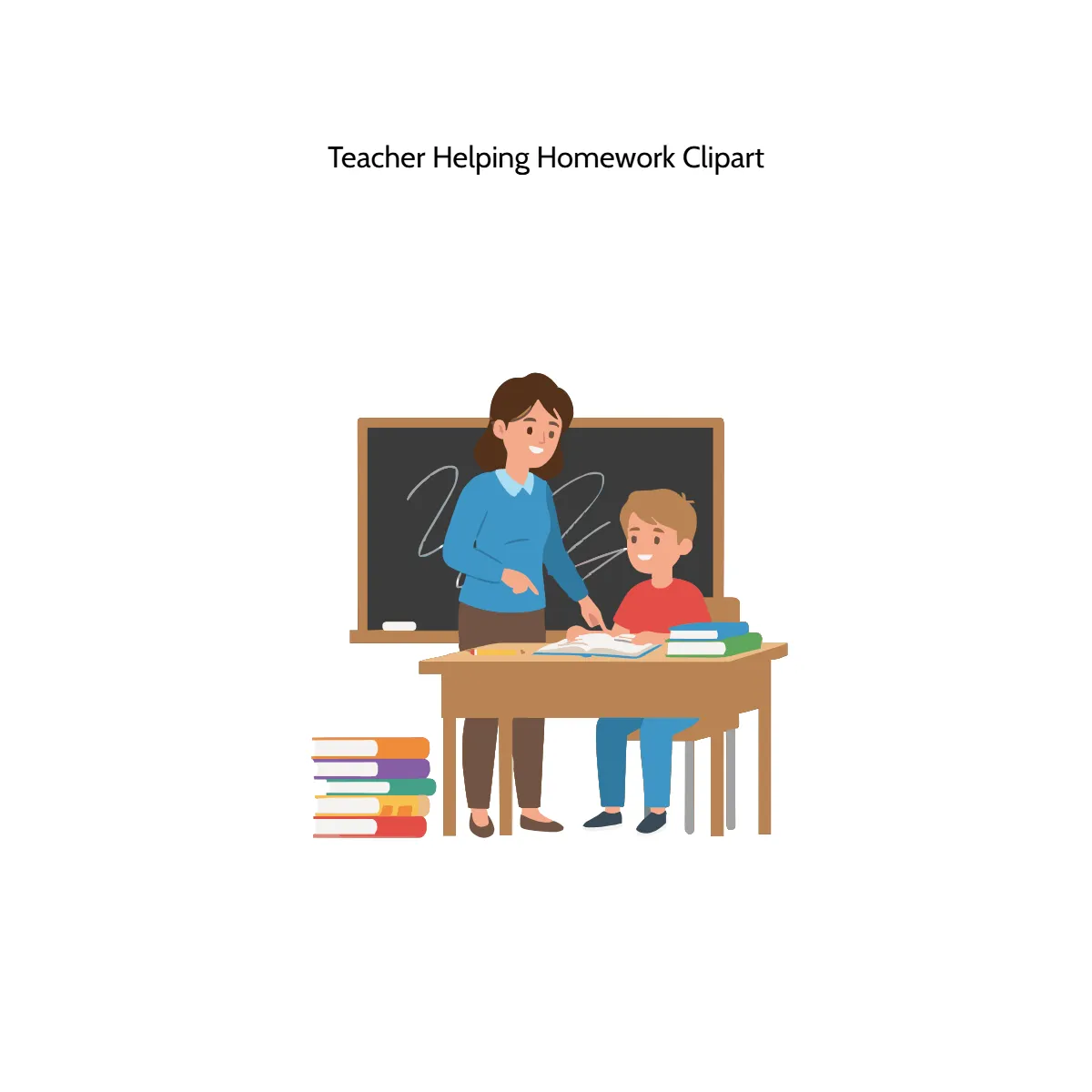 Free Teacher Helping Homework Vector Clipart (PNG, SVG) to Edit Online
