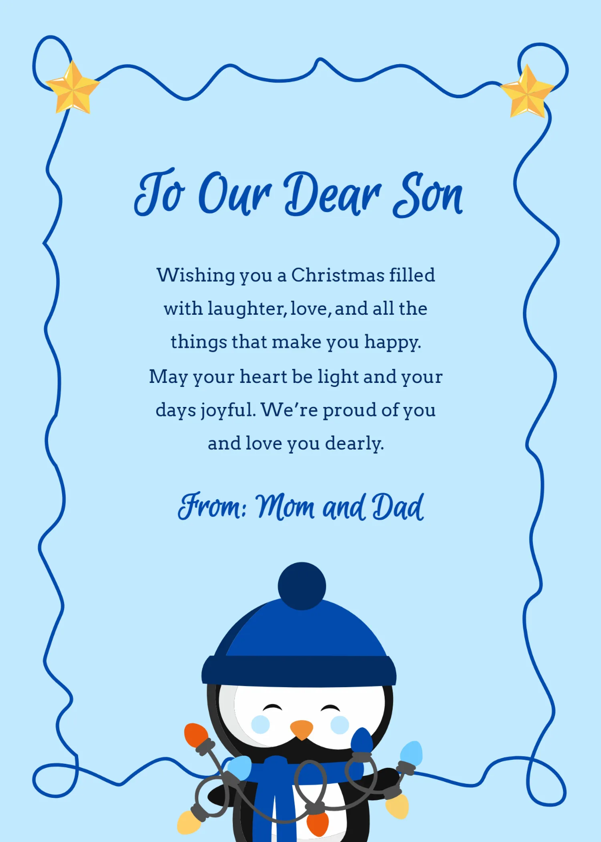 Free Son's Christmas Wishes Template to Edit Online