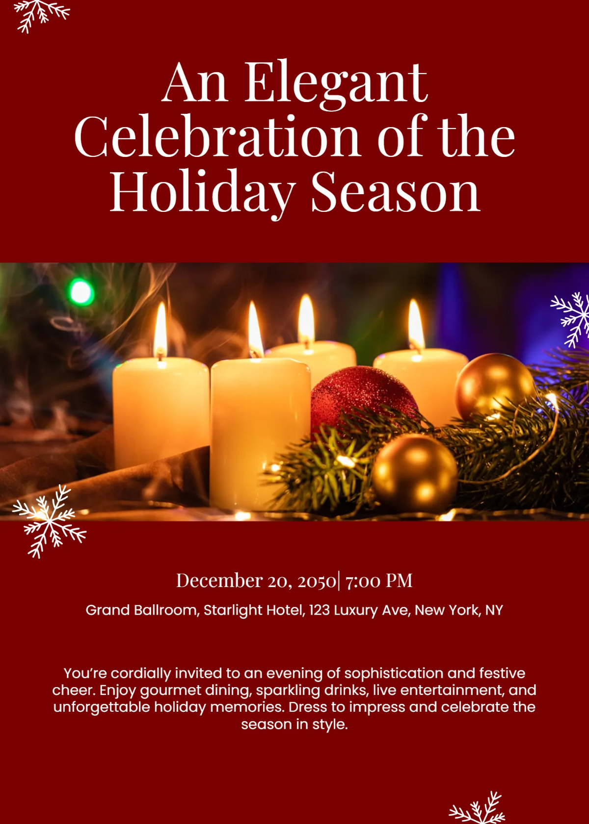 Free Luxury Christmas Invitation Template to Edit Online