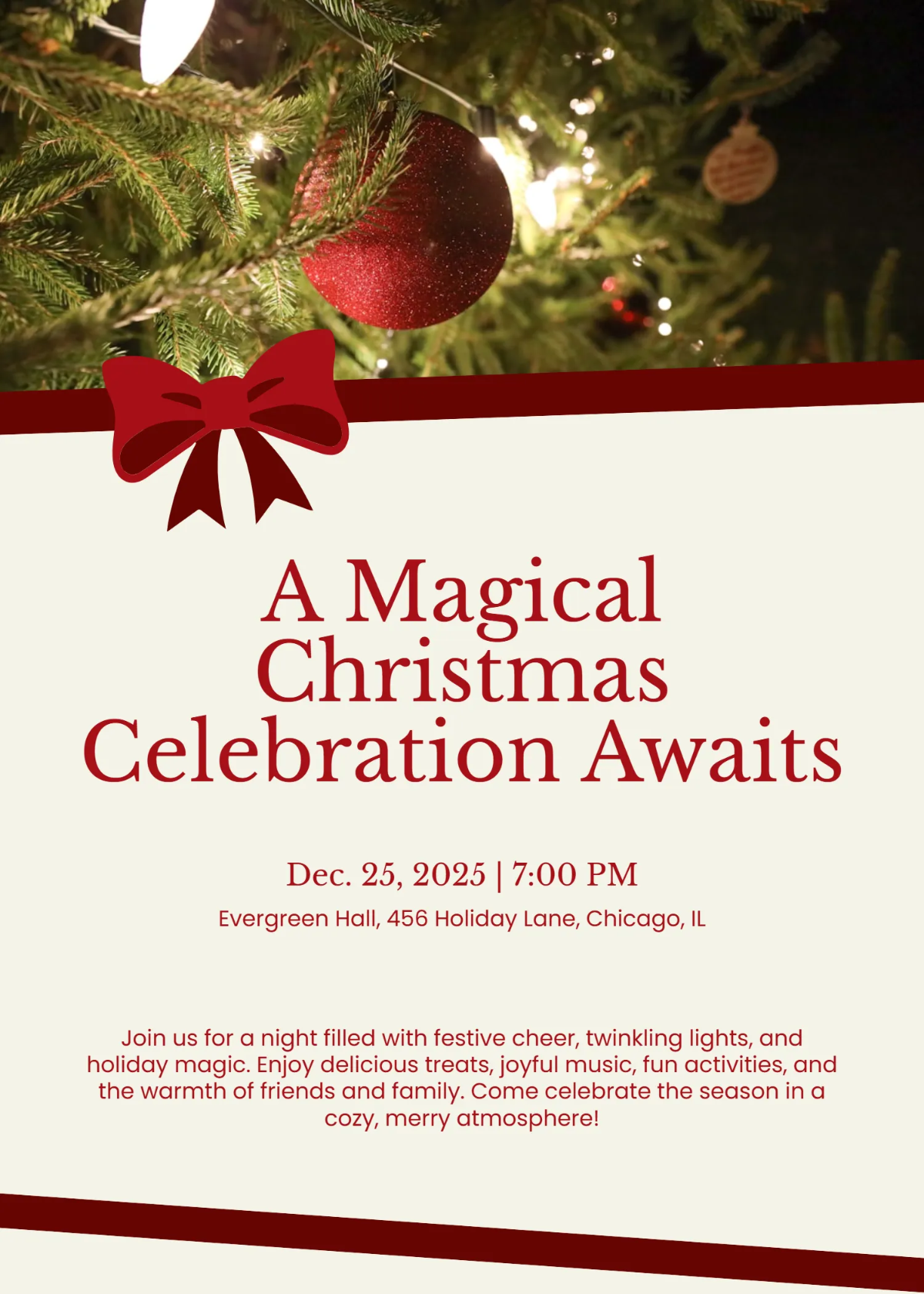 Free Christmas Themed Invitation Template to Edit Online