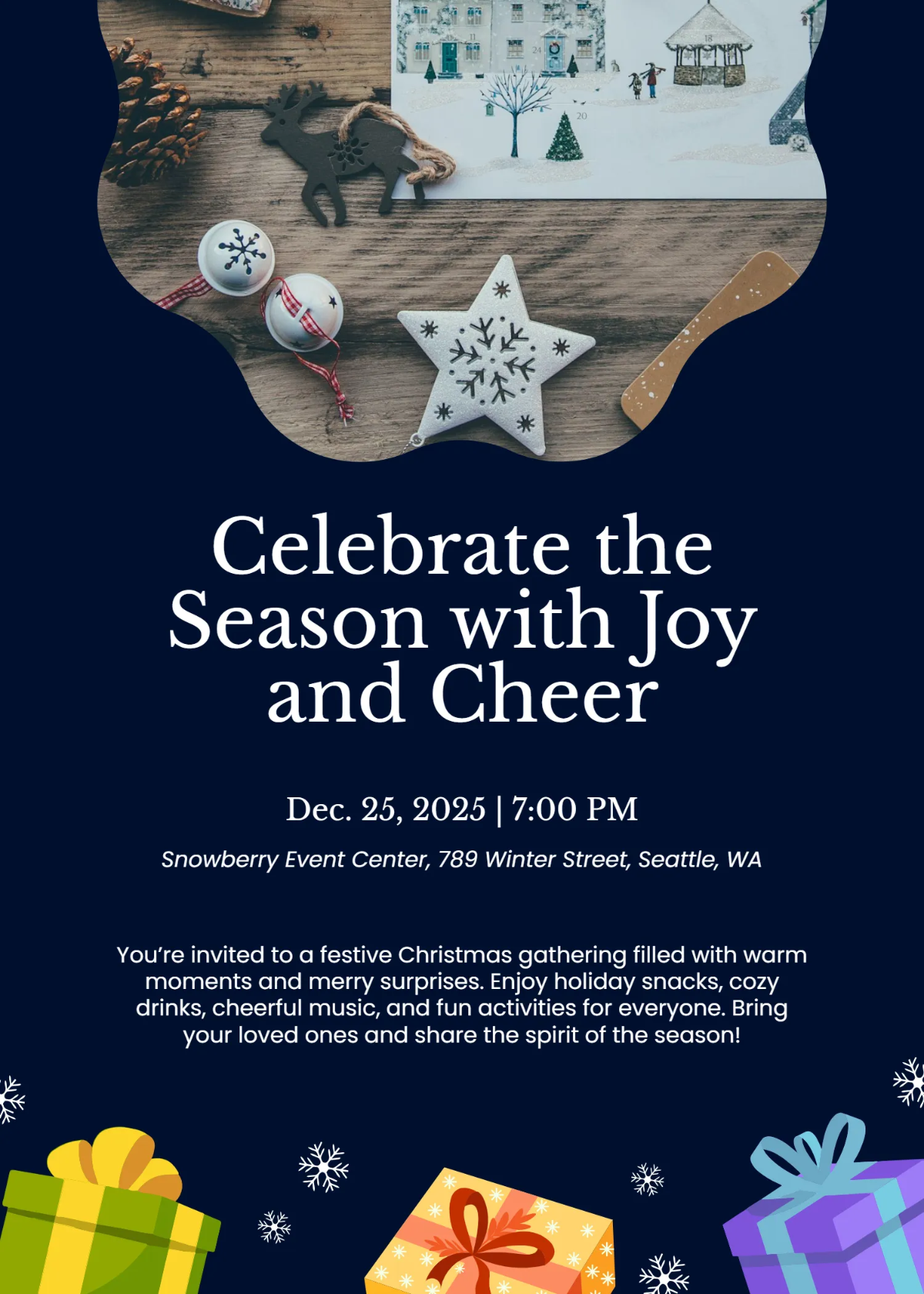 Free Stylish Christmas Invitation Template to Edit Online