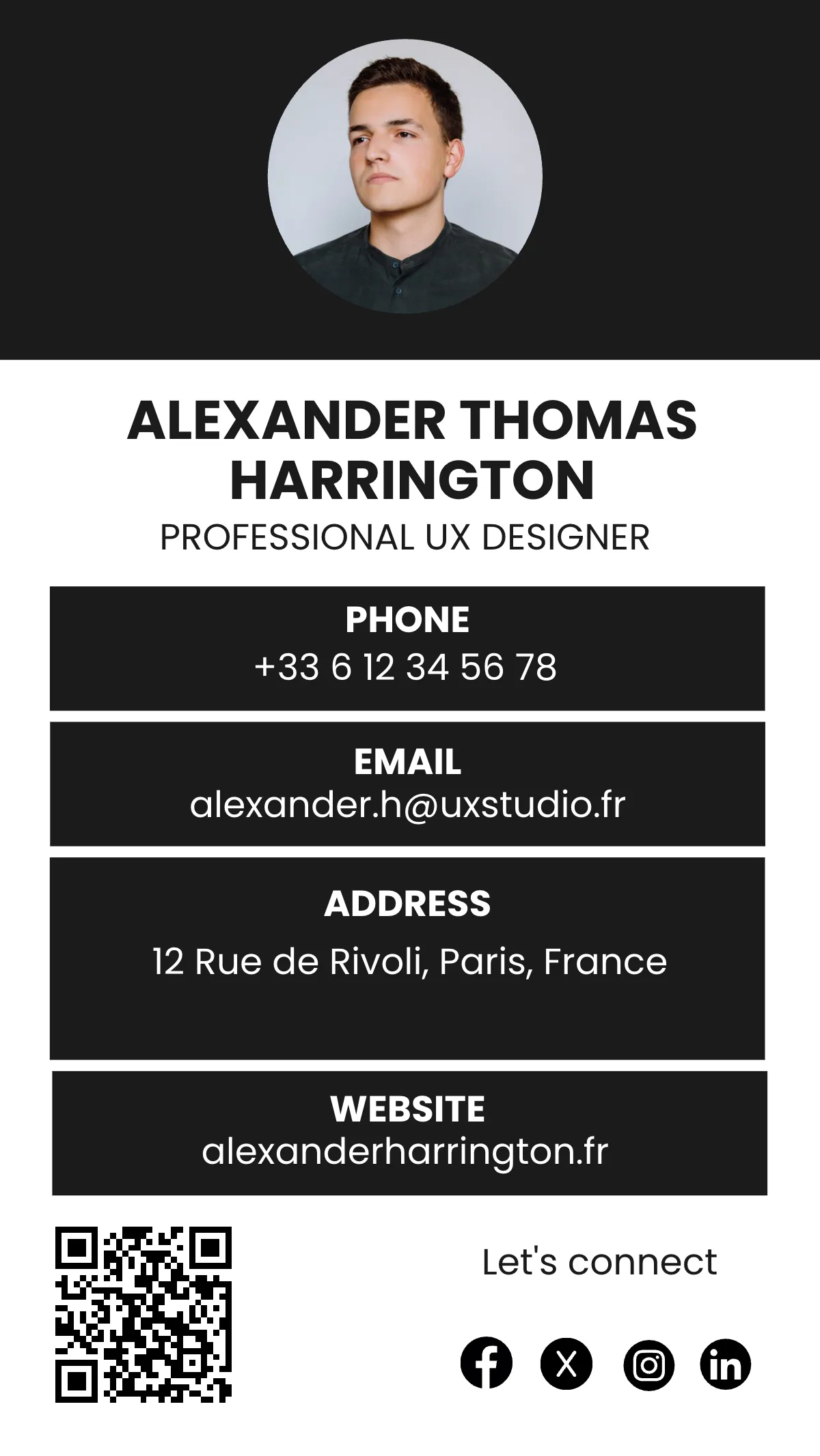 Free Clean vCard QR Template to Edit Online