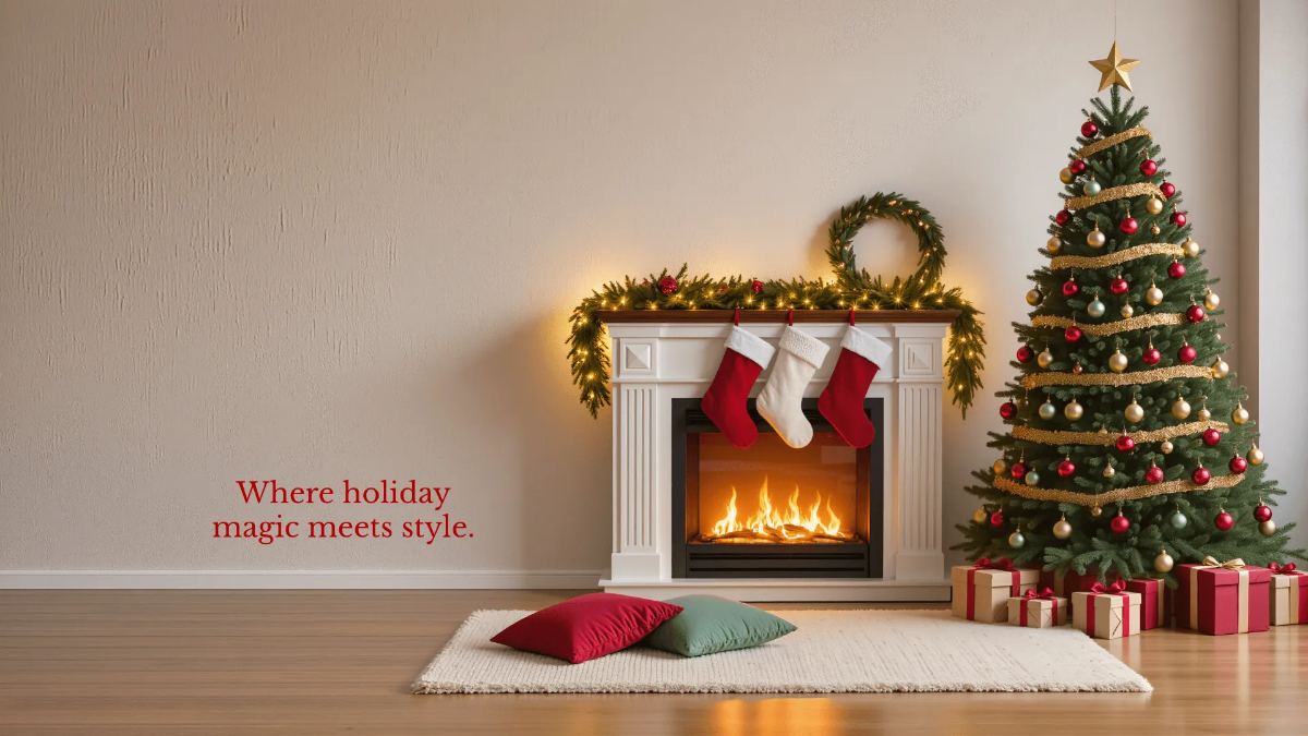 Cozy Fireplace Desktop Wallpaper Template