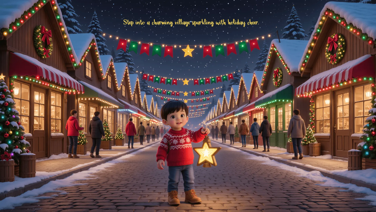 Free Christmas Village Background Template to Edit Online