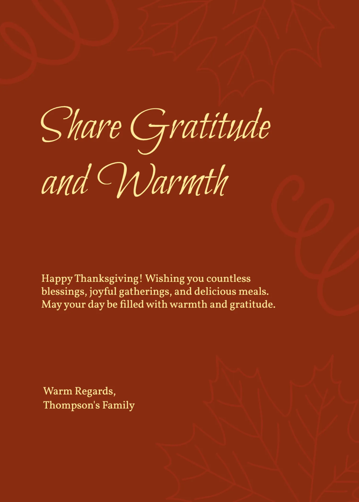 Free Thanksgiving Meaningful Wishes Template to Edit Online