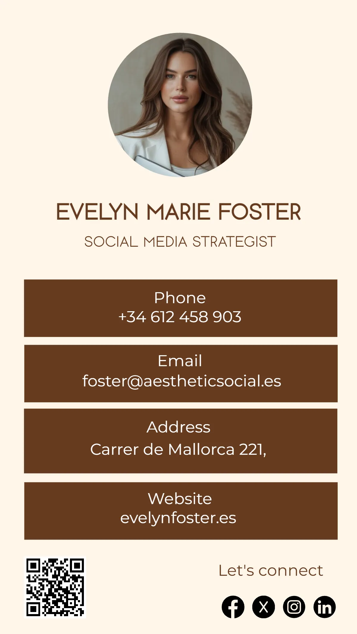 Free Aesthetic Social vCard QR Template to Edit Online