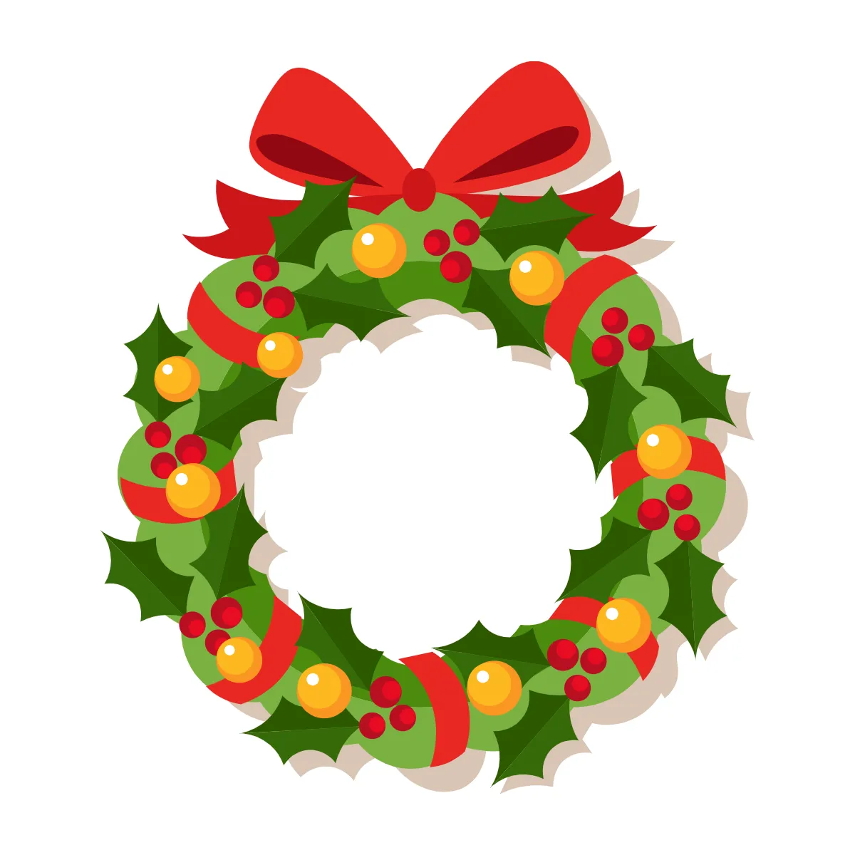 Free Classic Christmas Wreath Clipart Template to Edit Online