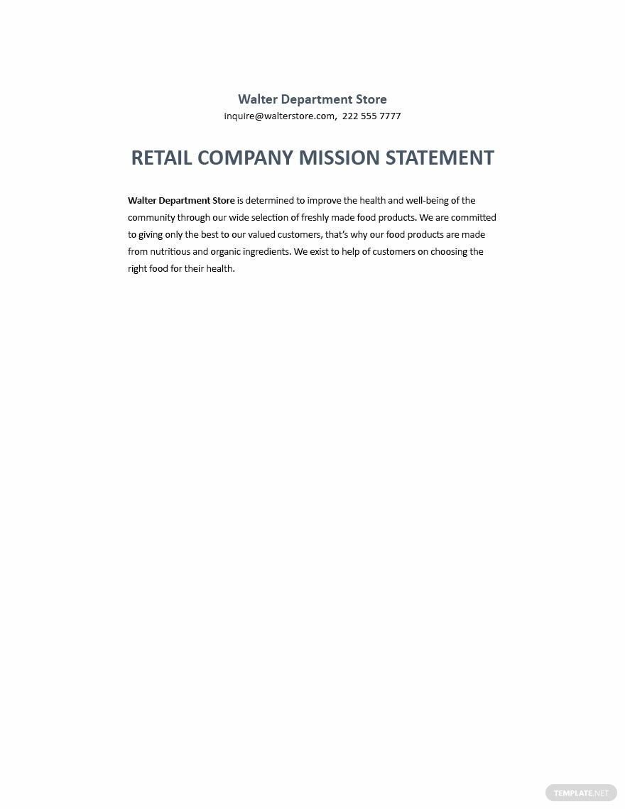 Mission Statement for Retail Clothing Boutique Template - Google Docs ...