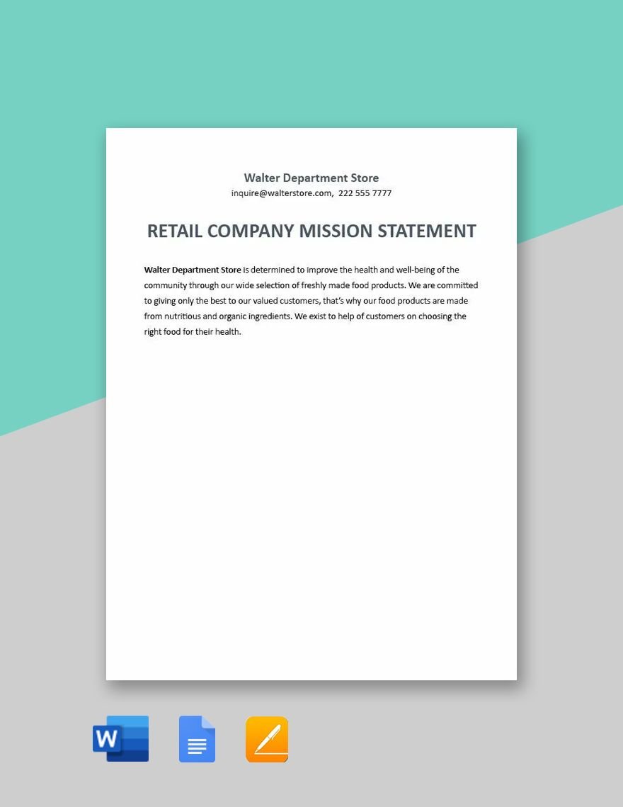 Retail Companies Mission Statement Template