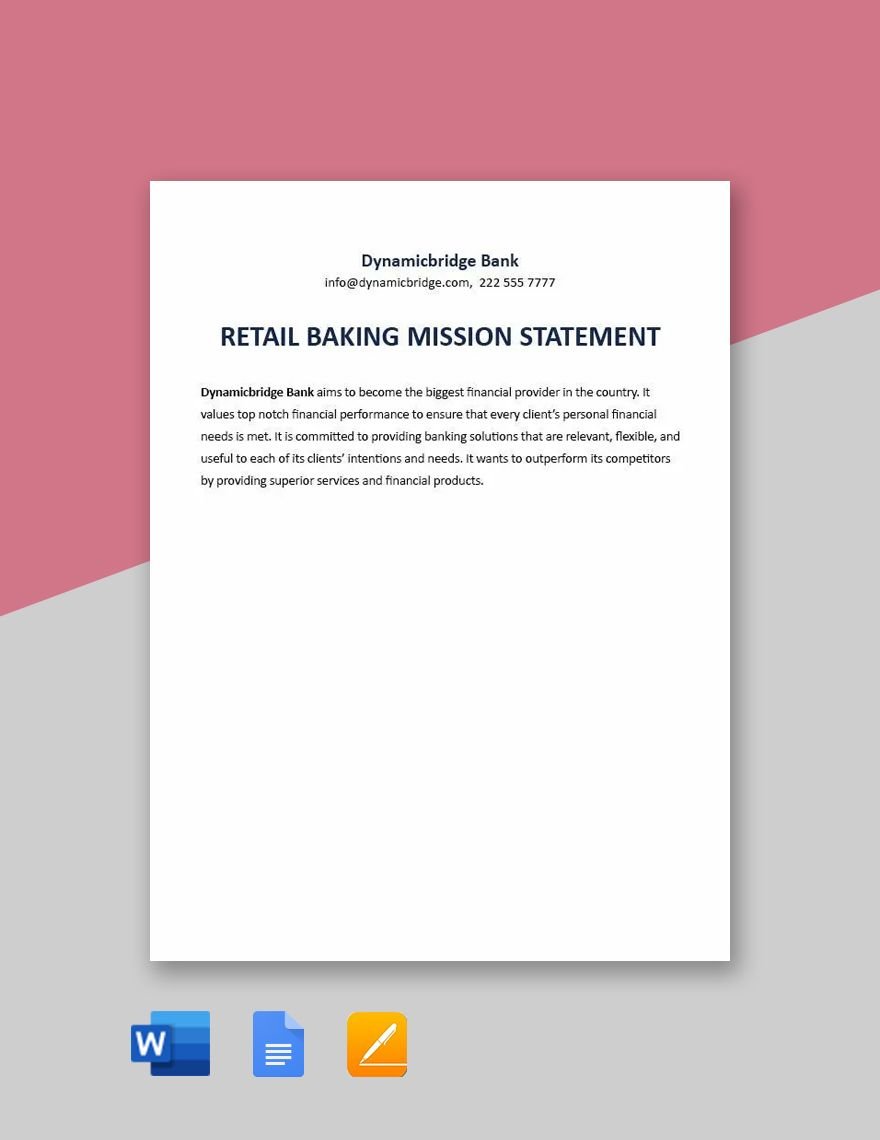 Retail Banking Mission Statement Template