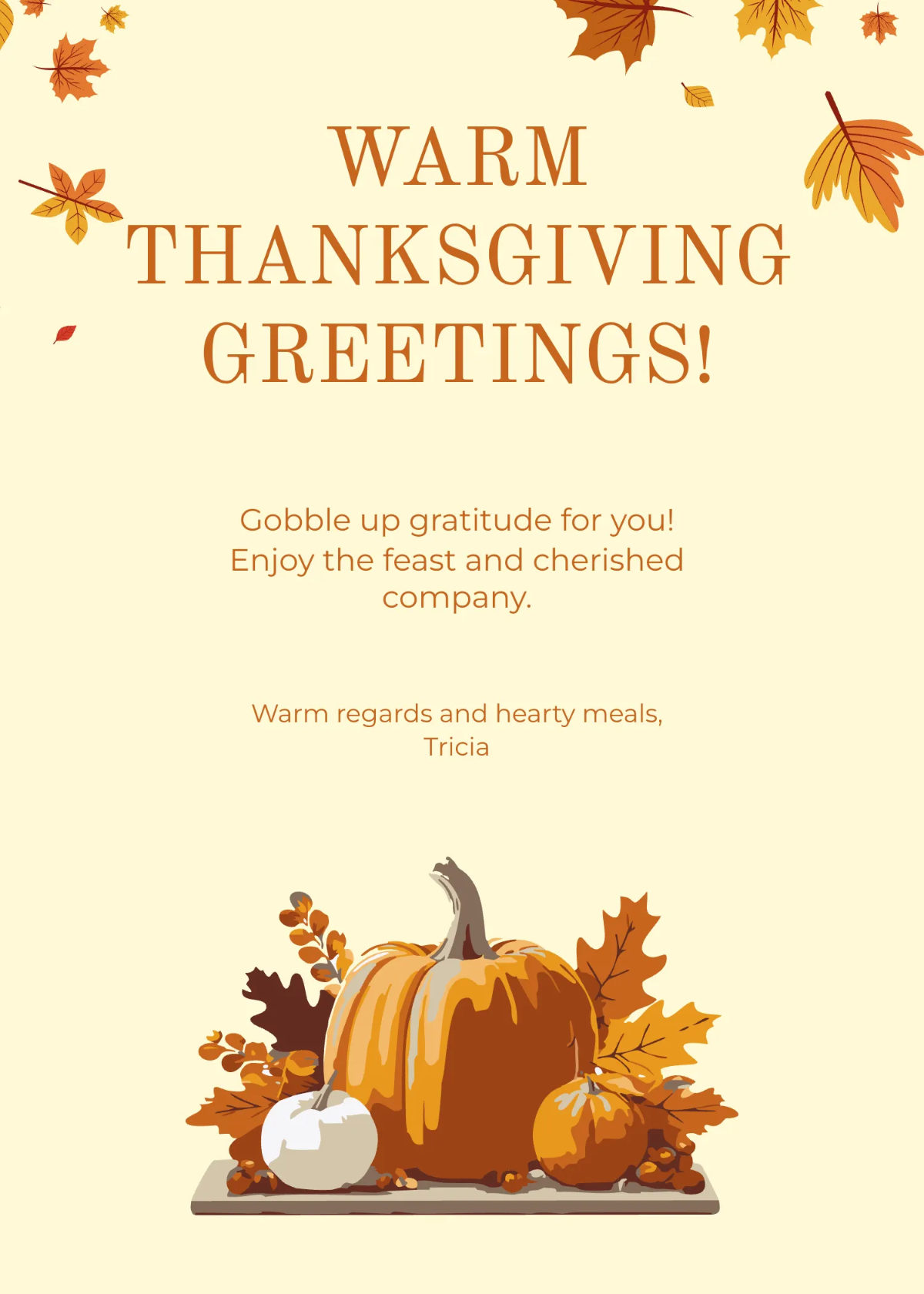 Free Office Thanksgiving Wishes Template to Edit Online