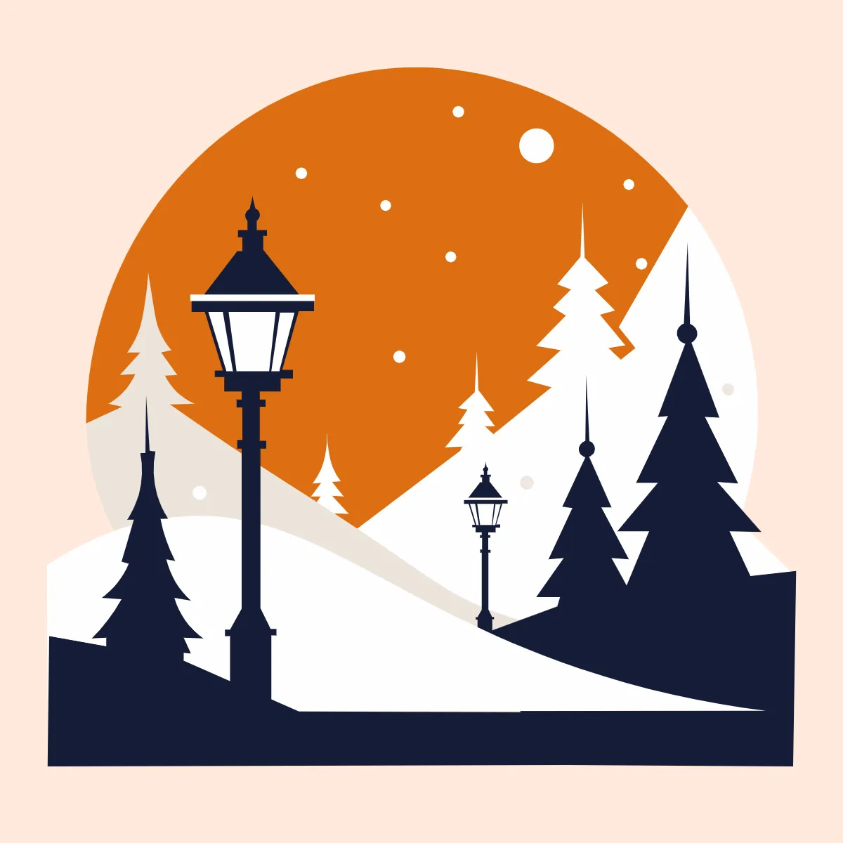 Free Snowy Village Landscape Clipart Template to Edit Online