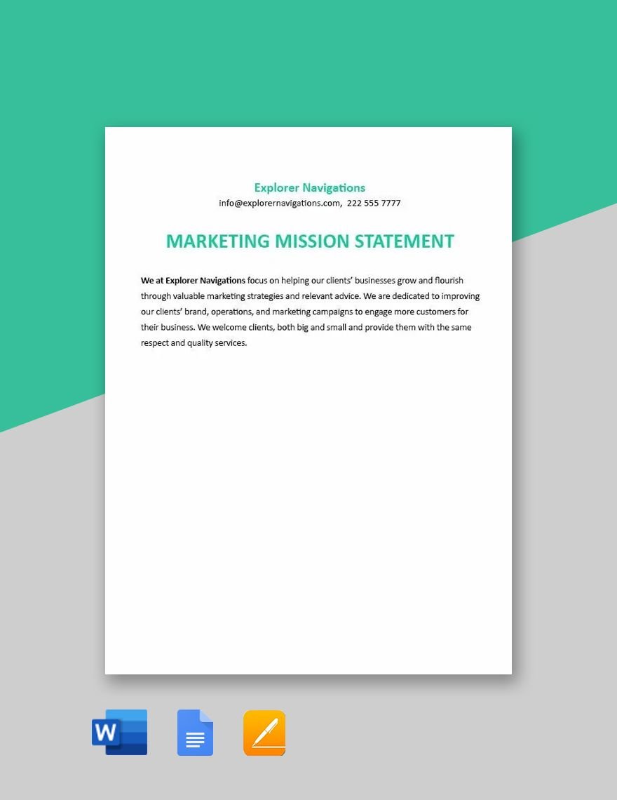 Marketing Mission Statement Sample Template in Word, Google Docs