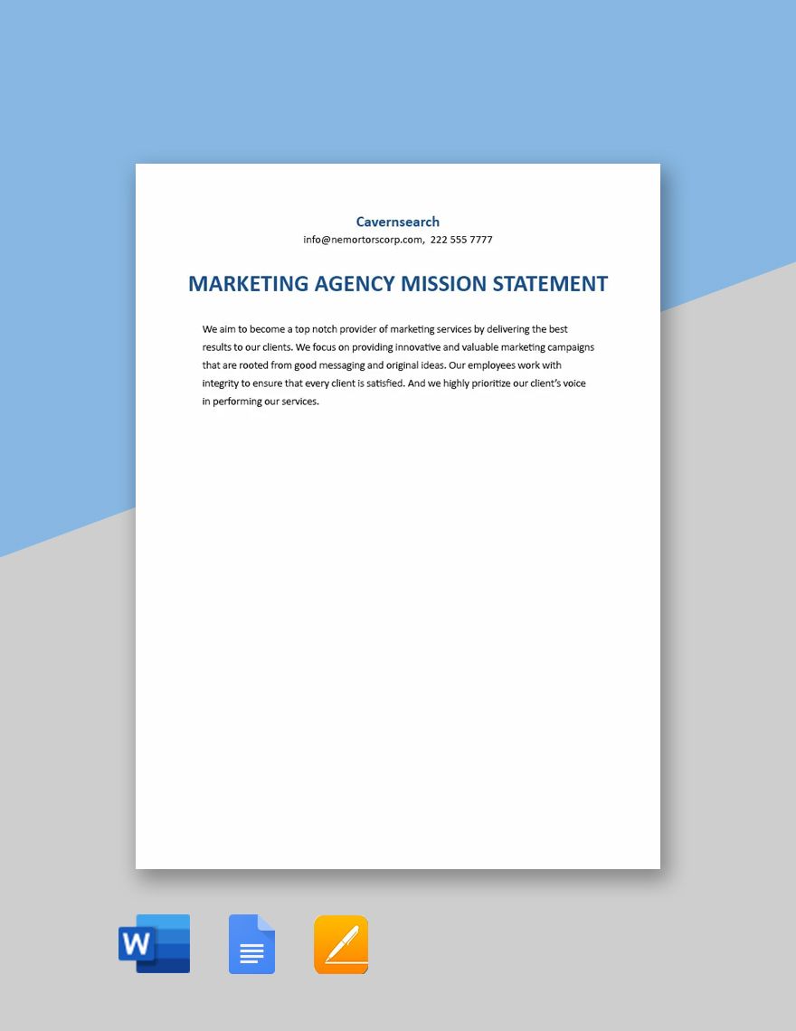 Marketing Agency Mission Statement Template