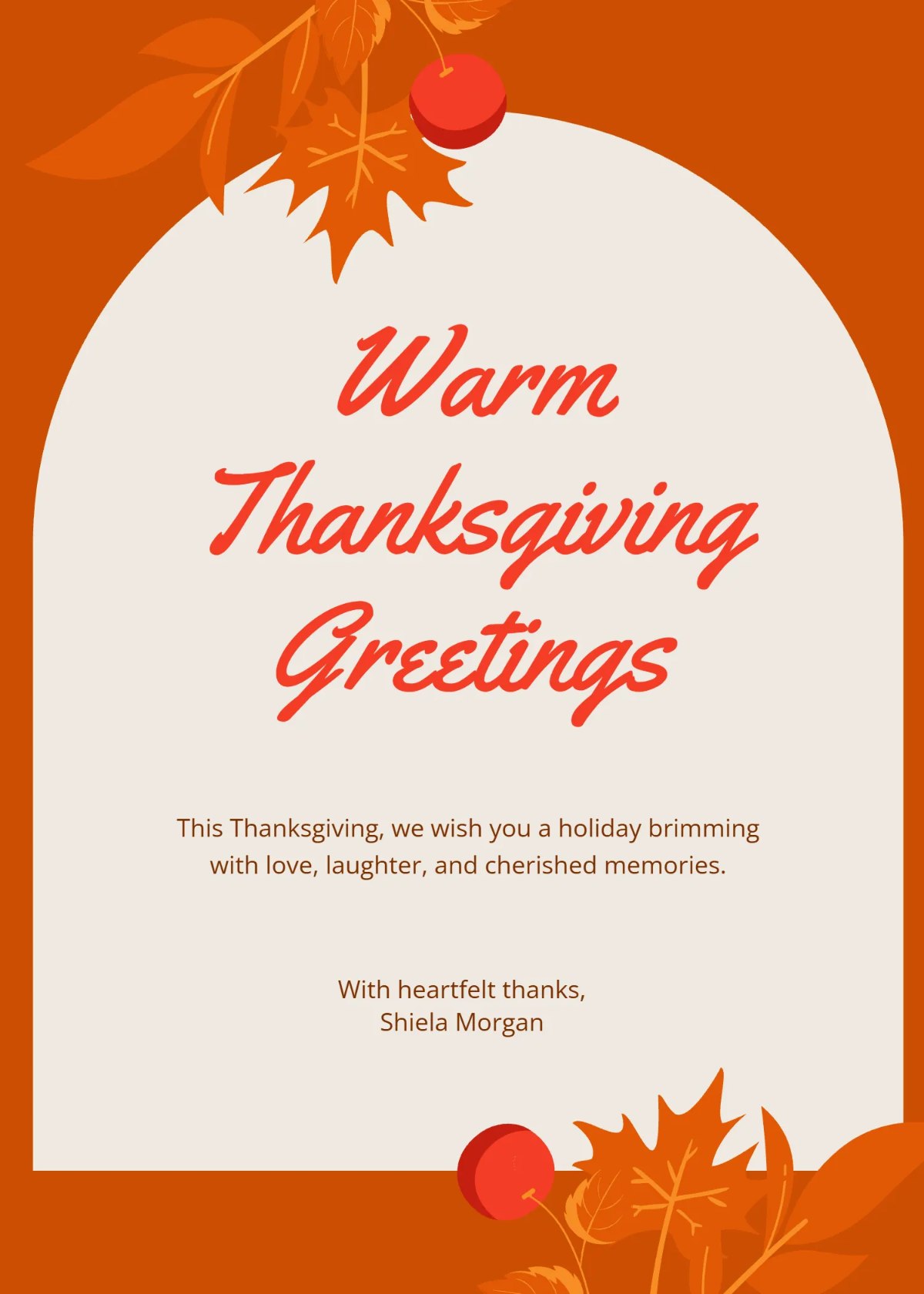 Free Short Thanksgiving Inspirational  Wishes Template to Edit Online