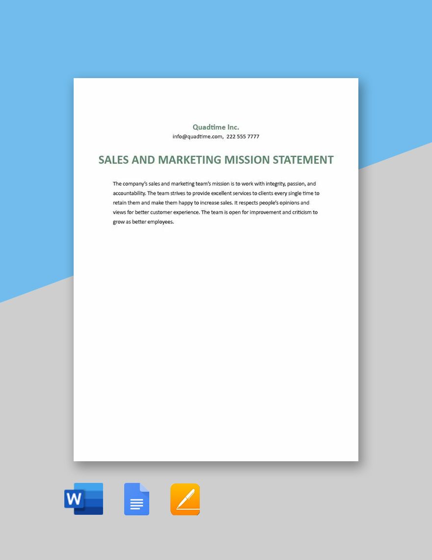 Sales and Marketing Mission Statement Template