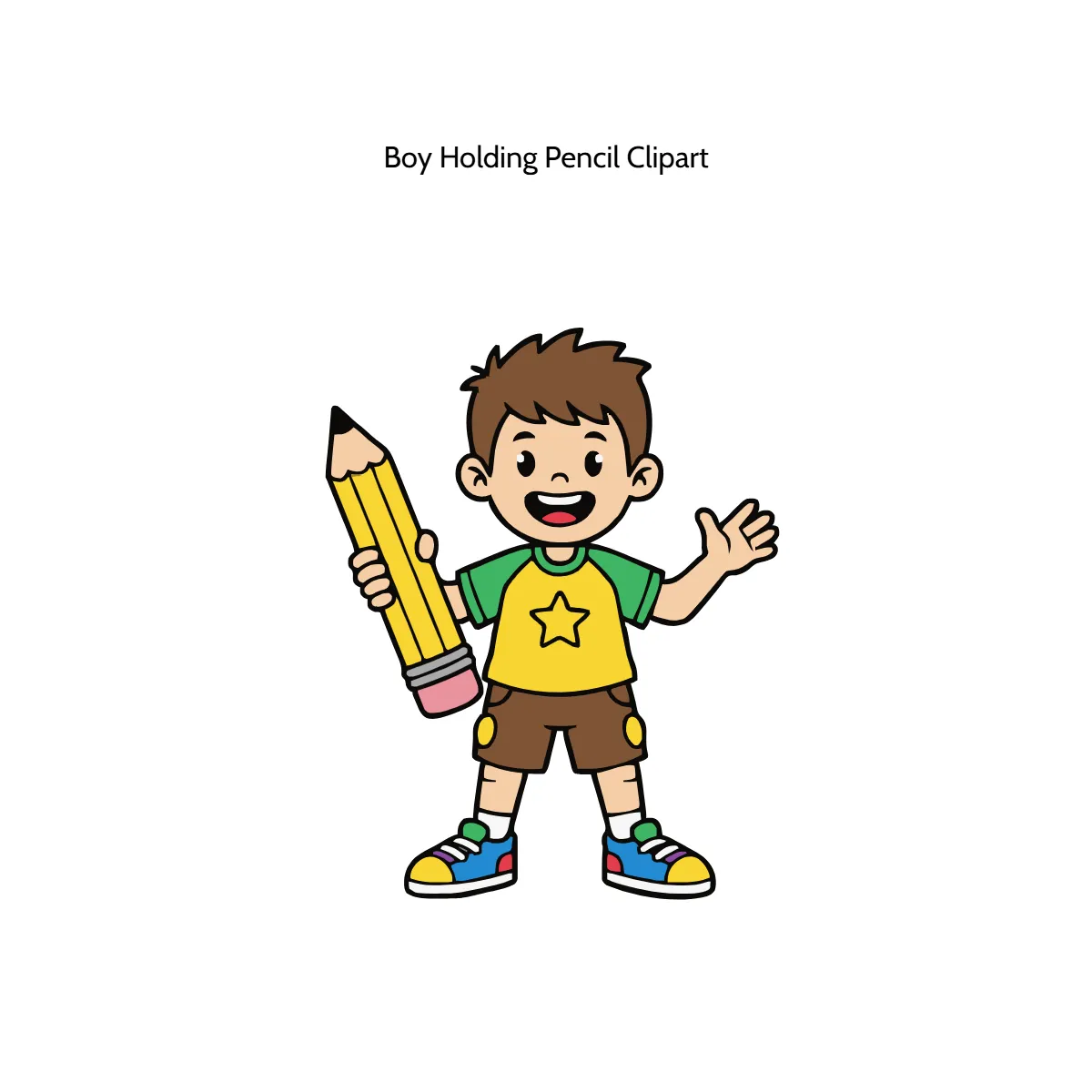Free Boy Holding Pencil Vector Clipart (PNG, SVG) to Edit Online