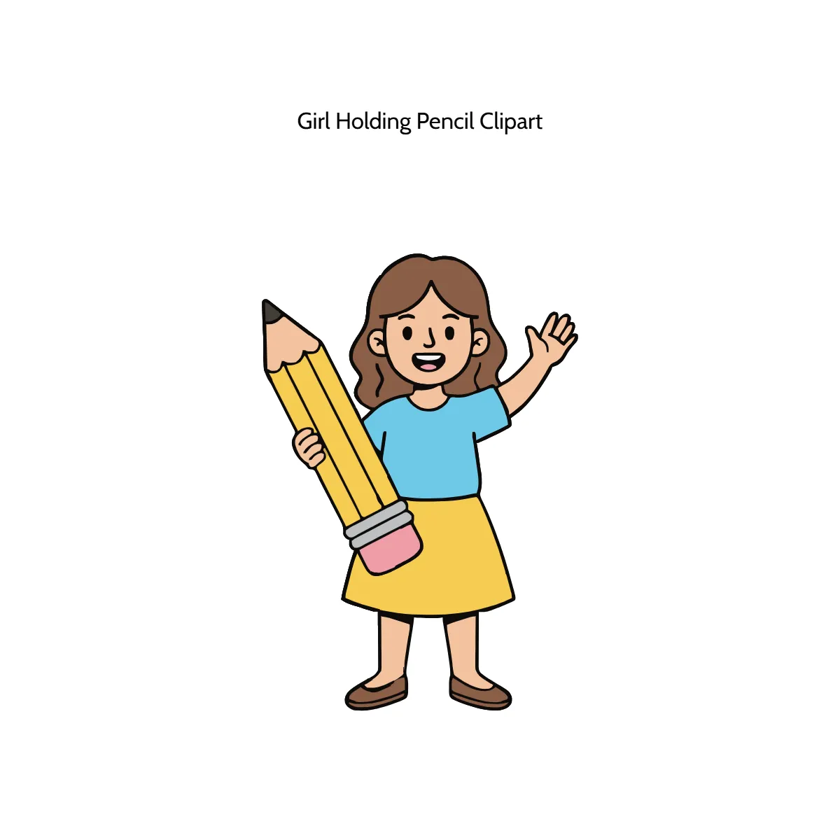 Free Girl Holding Pencil Vector Clipart (PNG, SVG) to Edit Online