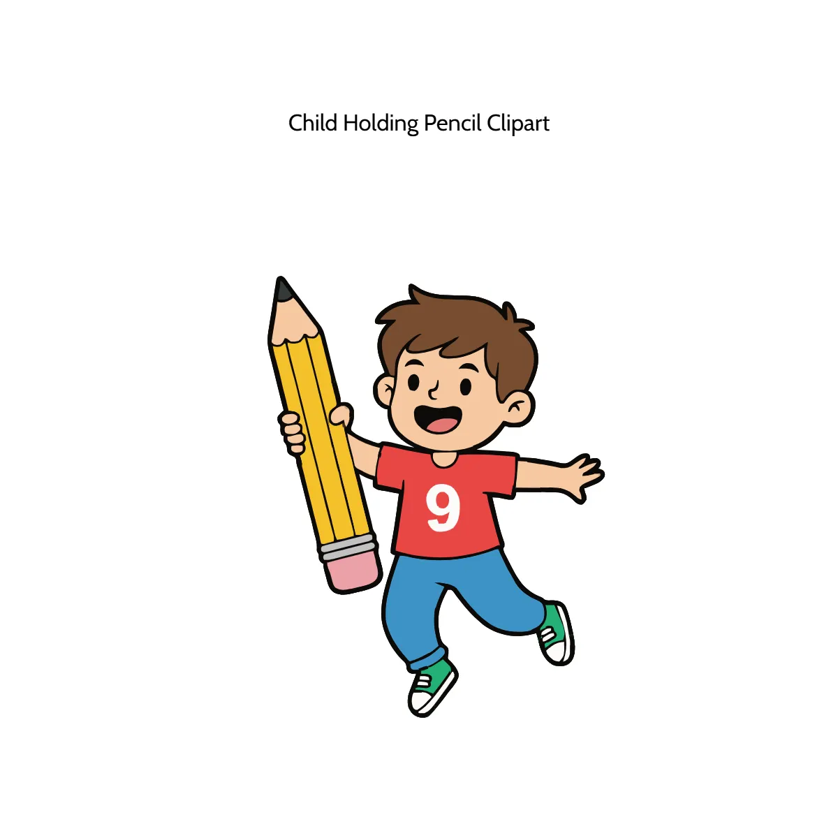 Free Child Holding Pencil Vector Clipart (PNG, SVG) to Edit Online