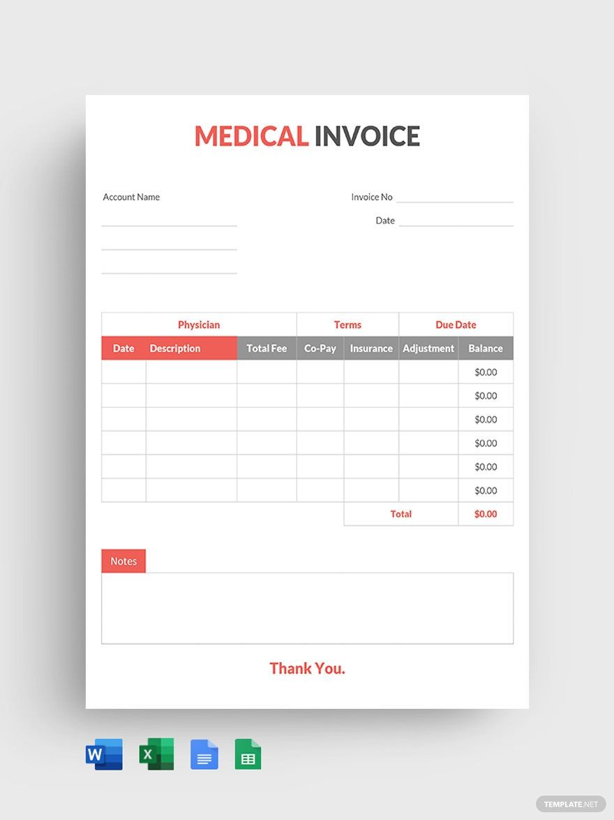 Editable Medical Invoice Template