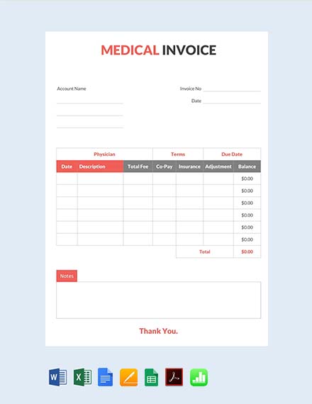 FREE Medical Invoice Templates - PDF | Word | Excel | Google Docs ...