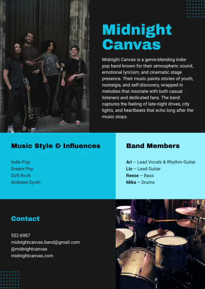 Free Band Media Kit Template to Edit Online